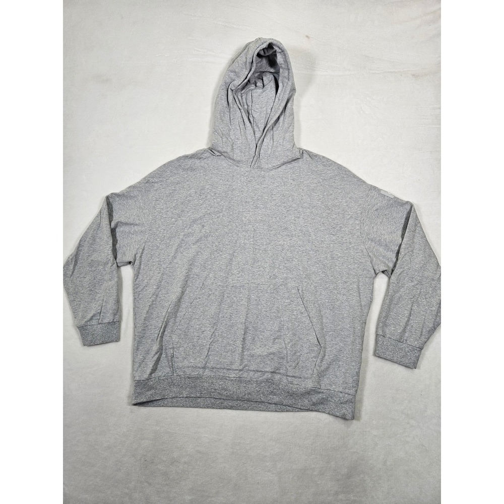 Alo Yoga Mens Oversized Heather Grey Hoodie Sweatshirt Logo Patch XL